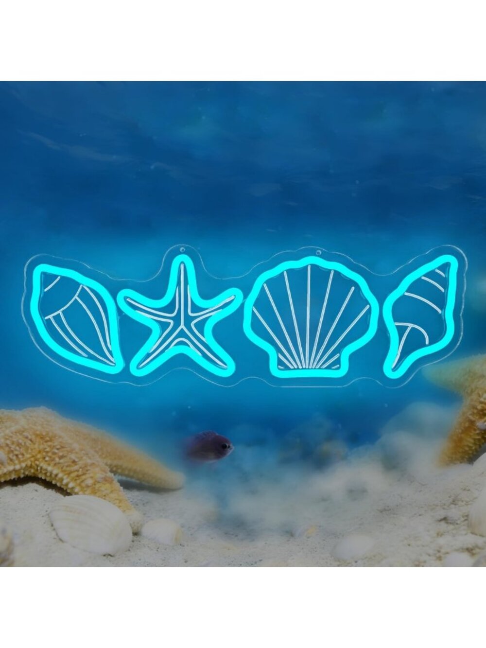 Dimmable Coastal Neon Sign - Beach Wall Decor with Seashells & Starfish LED